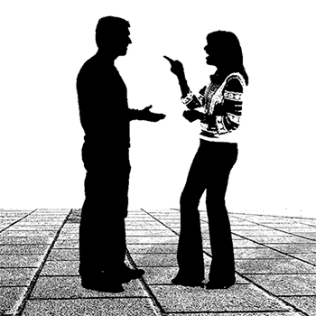 Man and woman talking