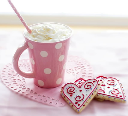 Coffee with cookie hearts